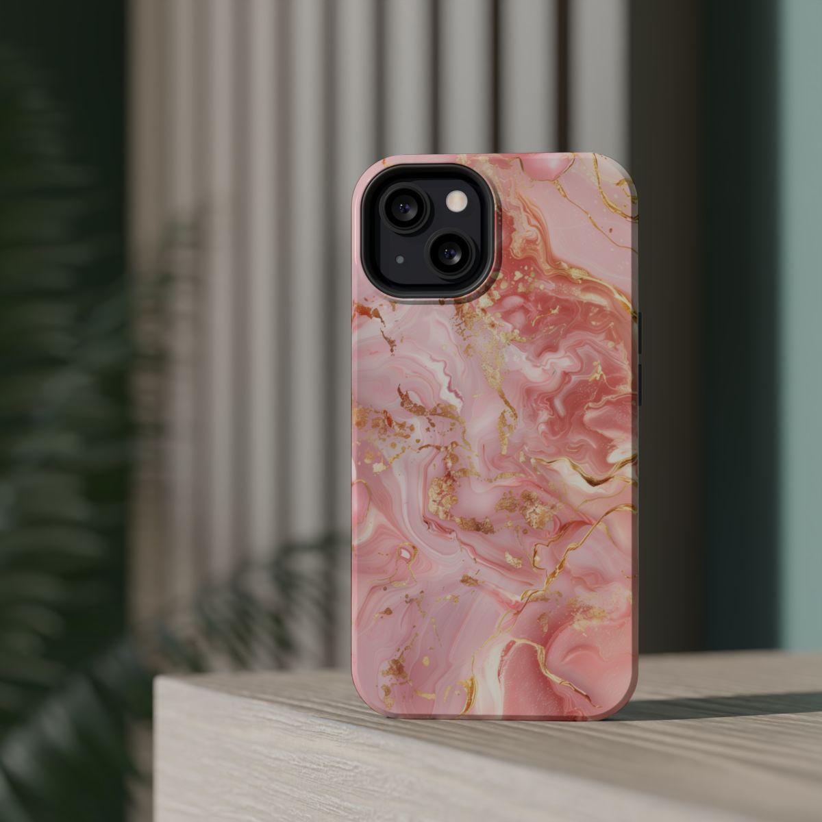 iPhone Case - Golden Vein Pink Marble