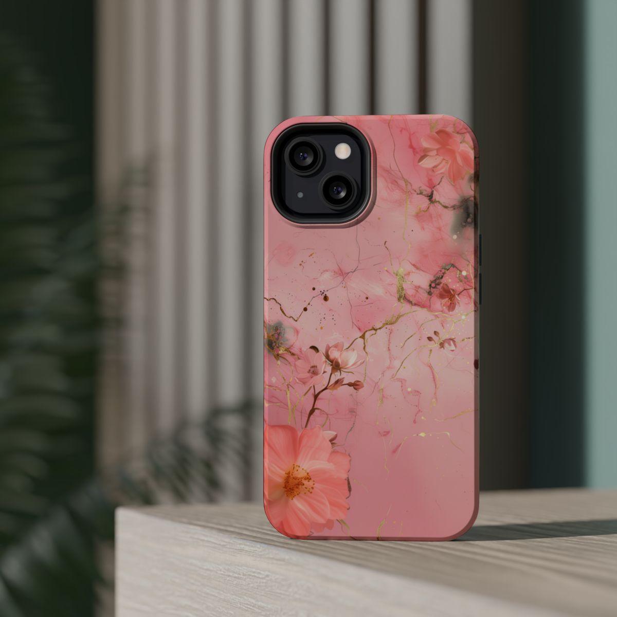 iPhone Case - Flower Pink Marble