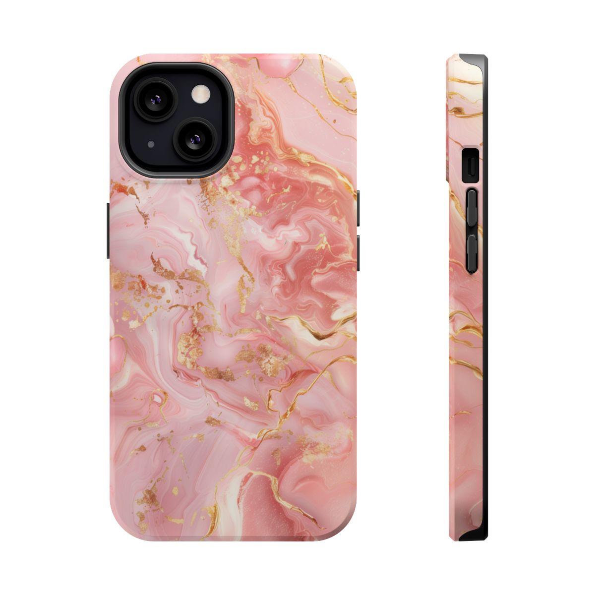 iPhone Case - Golden Vein Pink Marble