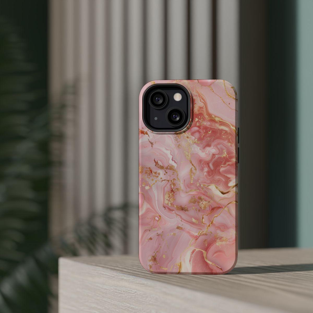 iPhone Case - Golden Vein Pink Marble