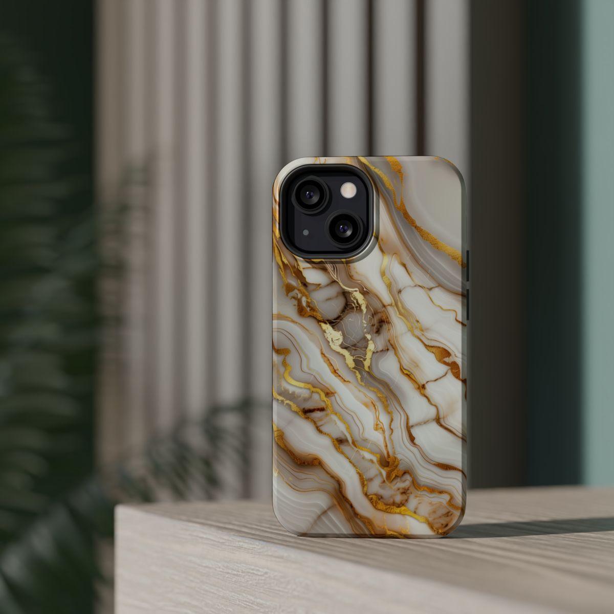 iPhone Case - Golden Vein White Marble