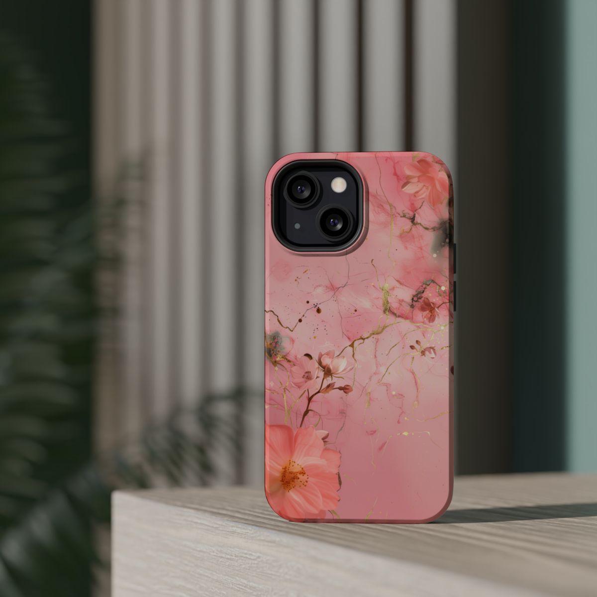 iPhone Case - Flower Pink Marble