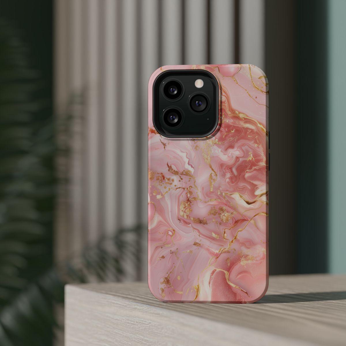 iPhone Case - Golden Vein Pink Marble