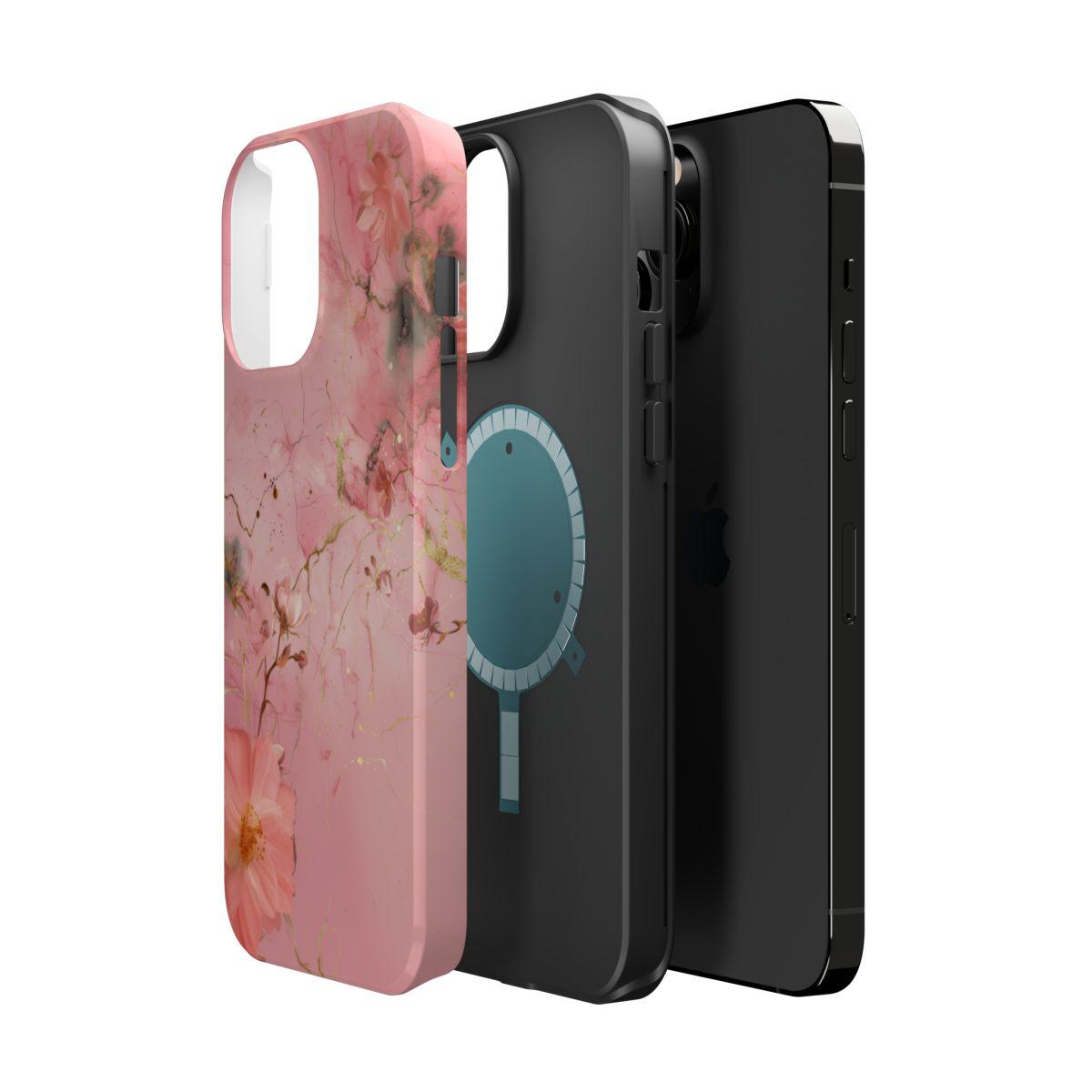 iPhone Case - Flower Pink Marble