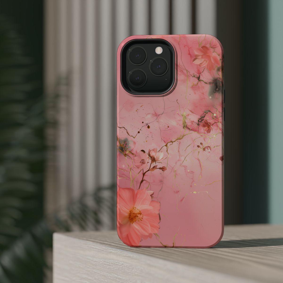 iPhone Case - Flower Pink Marble