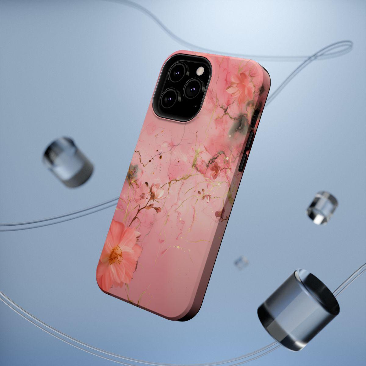 iPhone Case - Flower Pink Marble