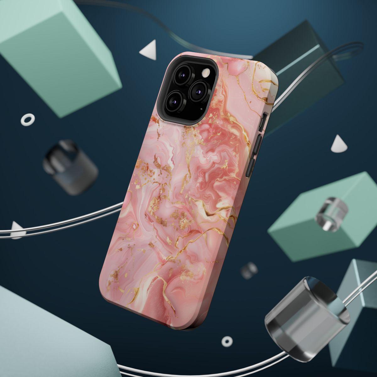 iPhone Case - Golden Vein Pink Marble