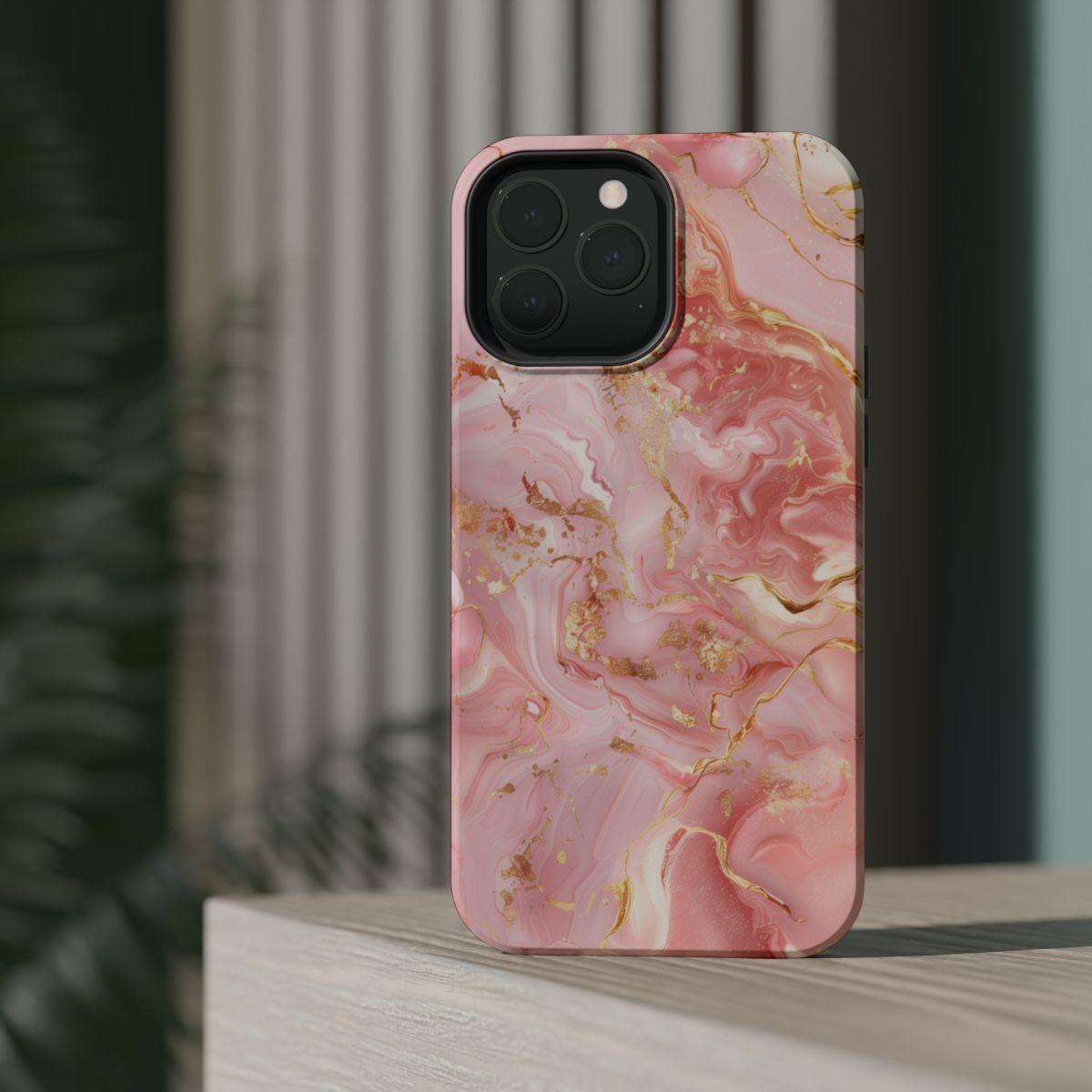 iPhone Case - Golden Vein Pink Marble