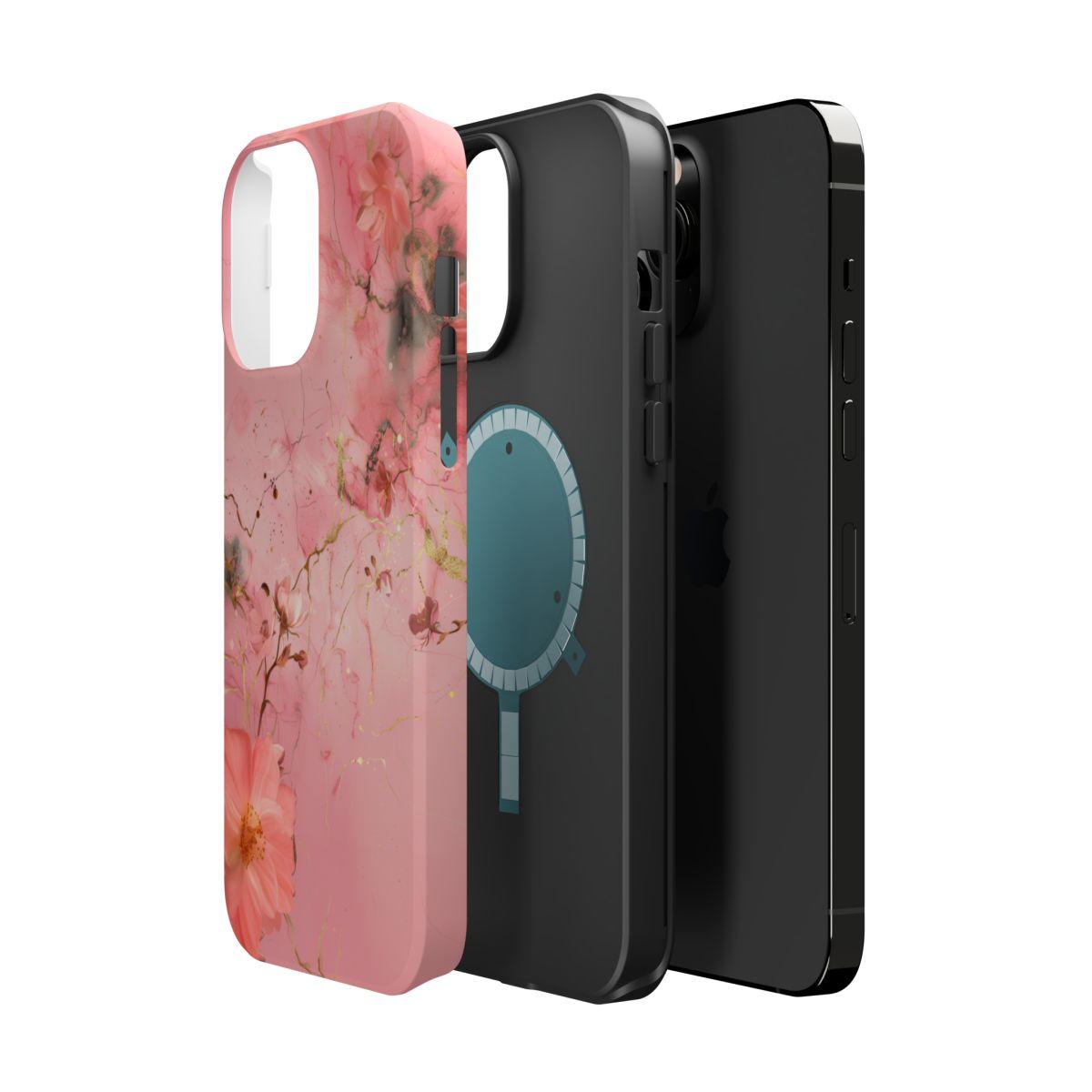 iPhone Case - Flower Pink Marble