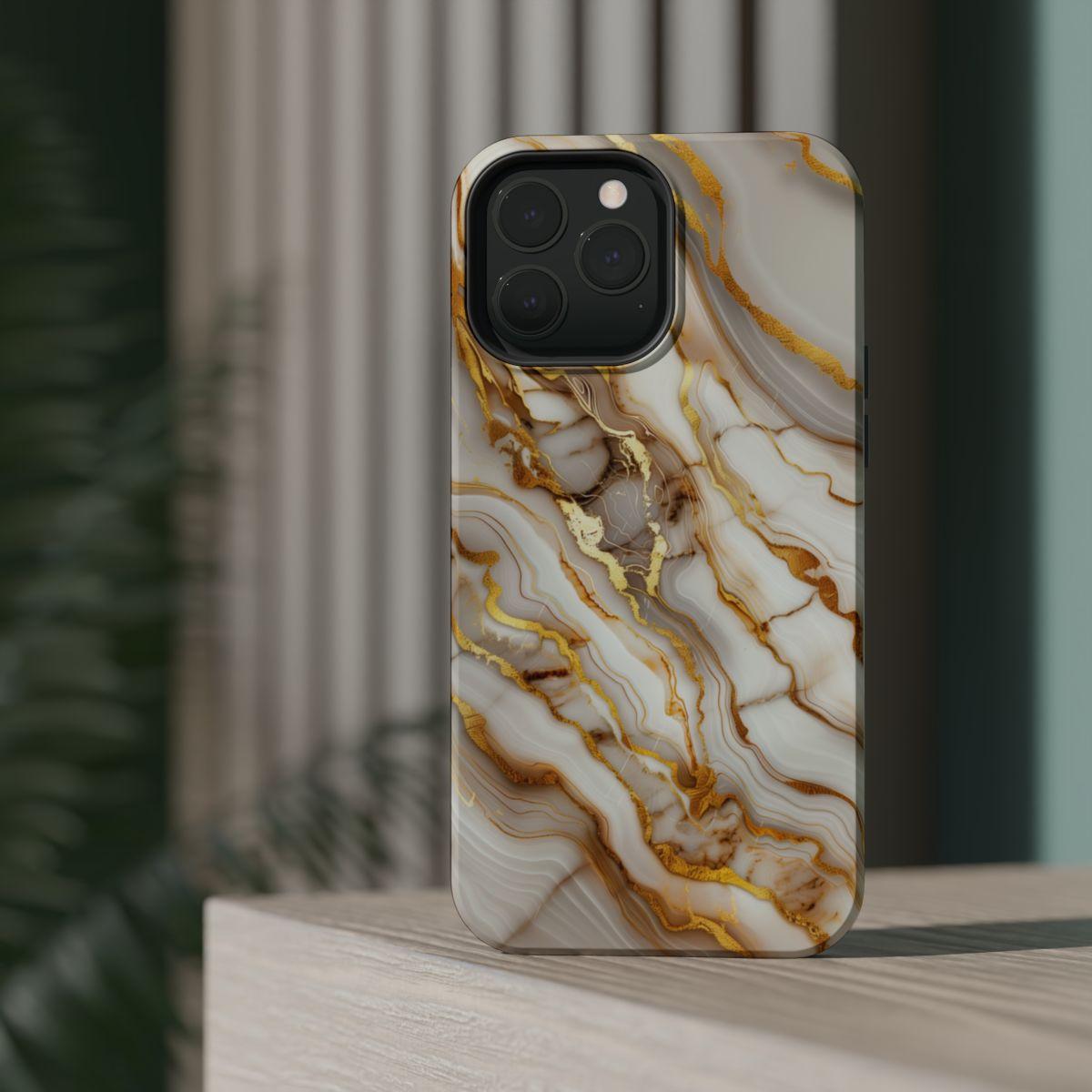 iPhone Case - Golden Vein White Marble