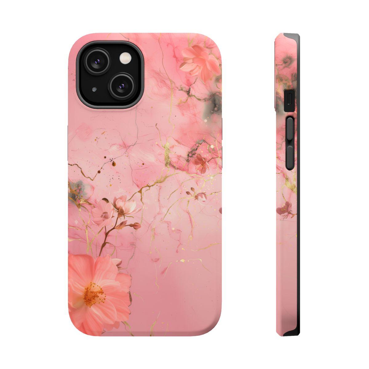 iPhone Case - Flower Pink Marble