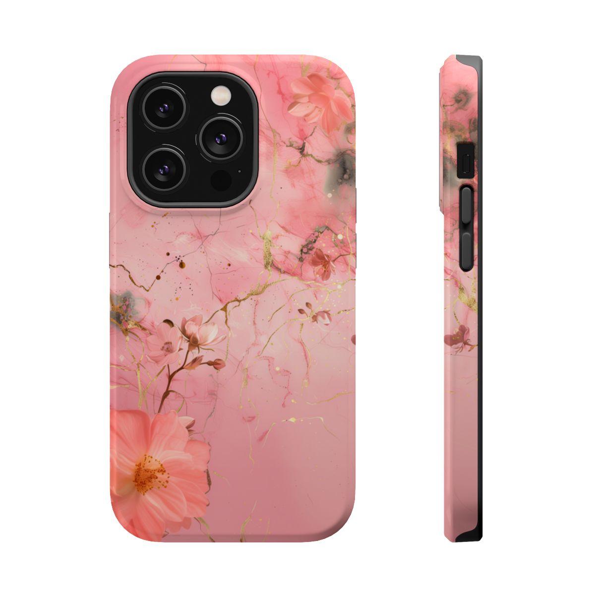 iPhone Case - Flower Pink Marble