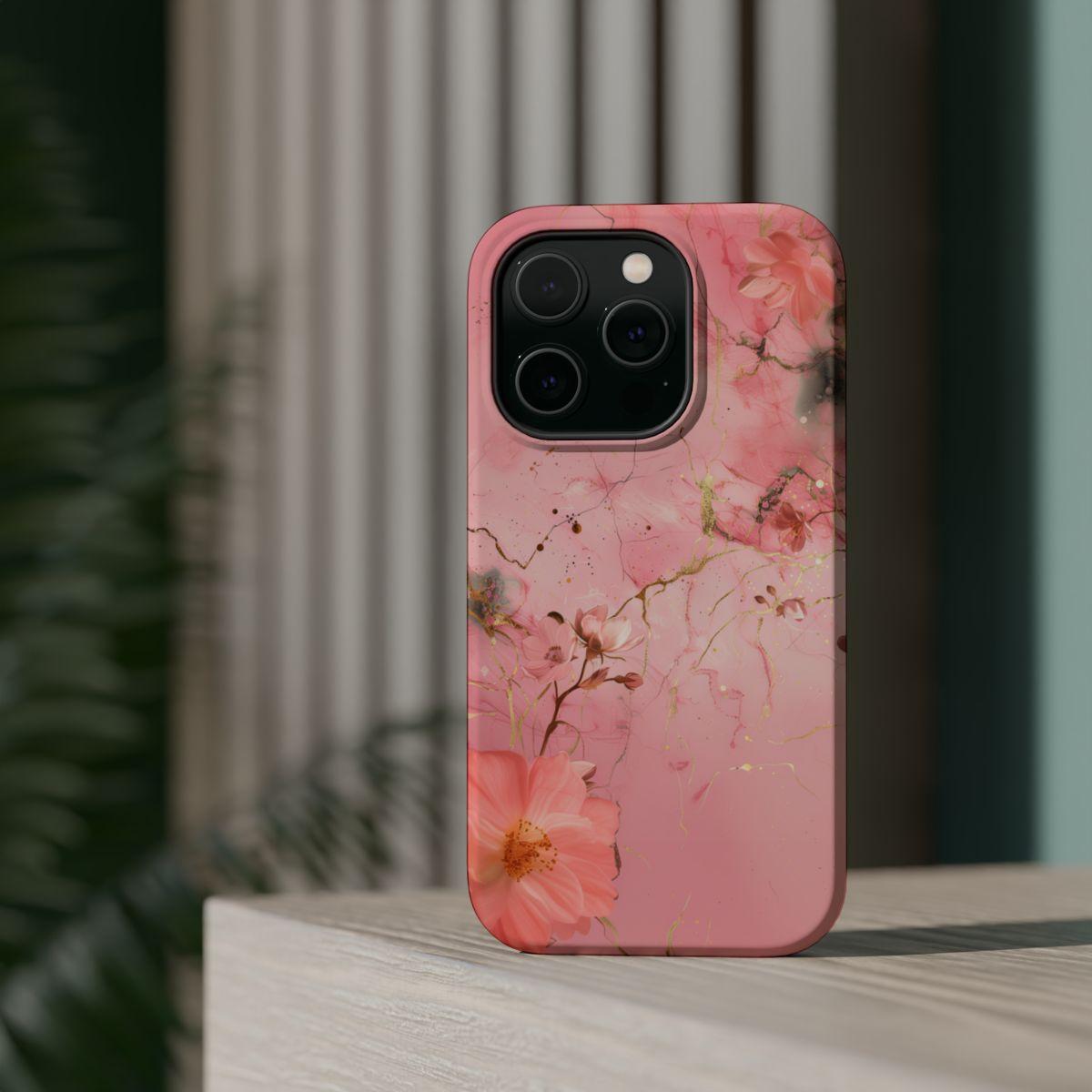 iPhone Case - Flower Pink Marble