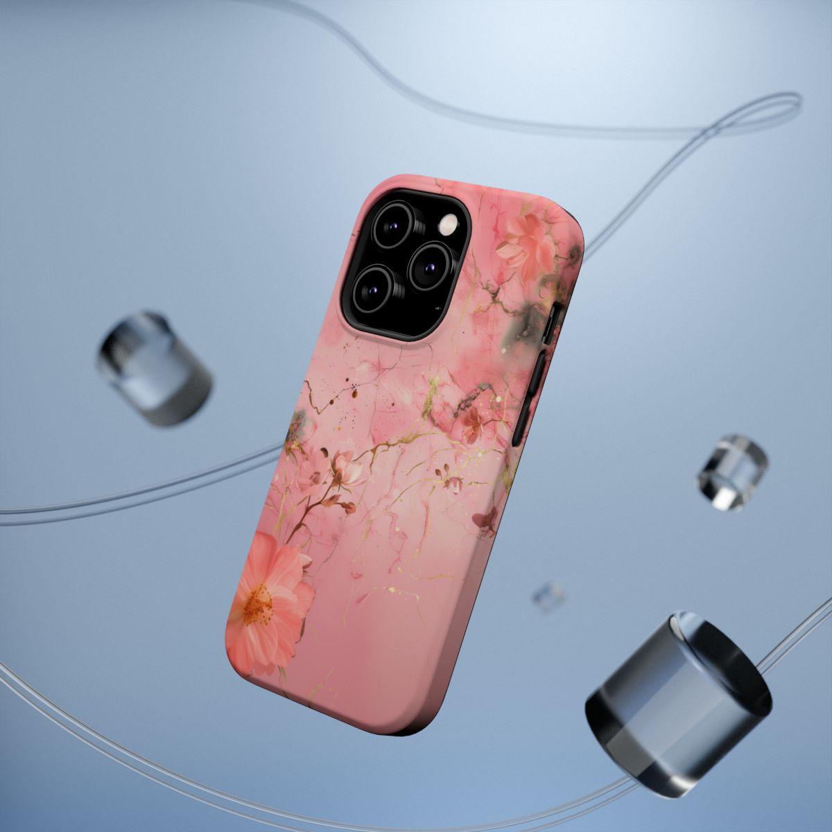 iPhone Case - Flower Pink Marble