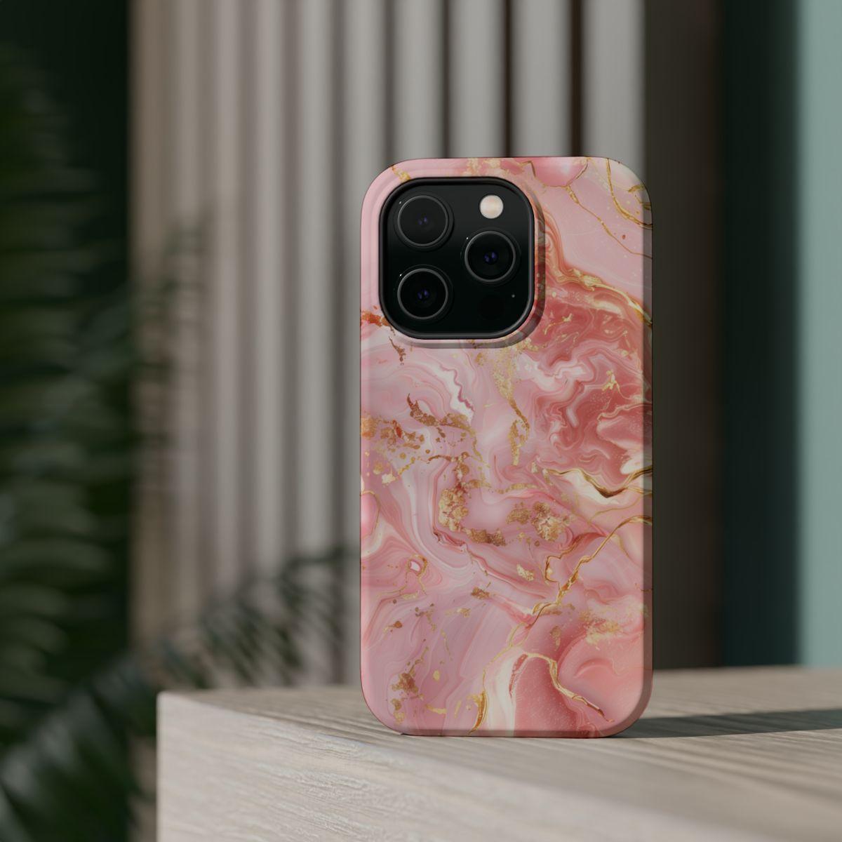 iPhone Case - Golden Vein Pink Marble