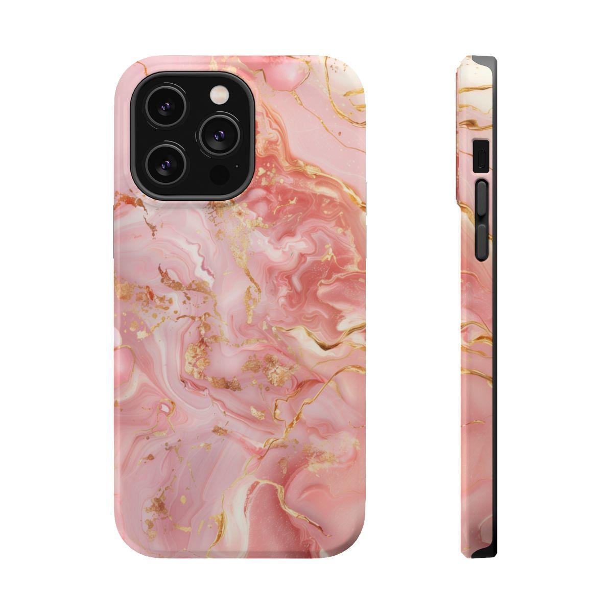 iPhone Case - Golden Vein Pink Marble