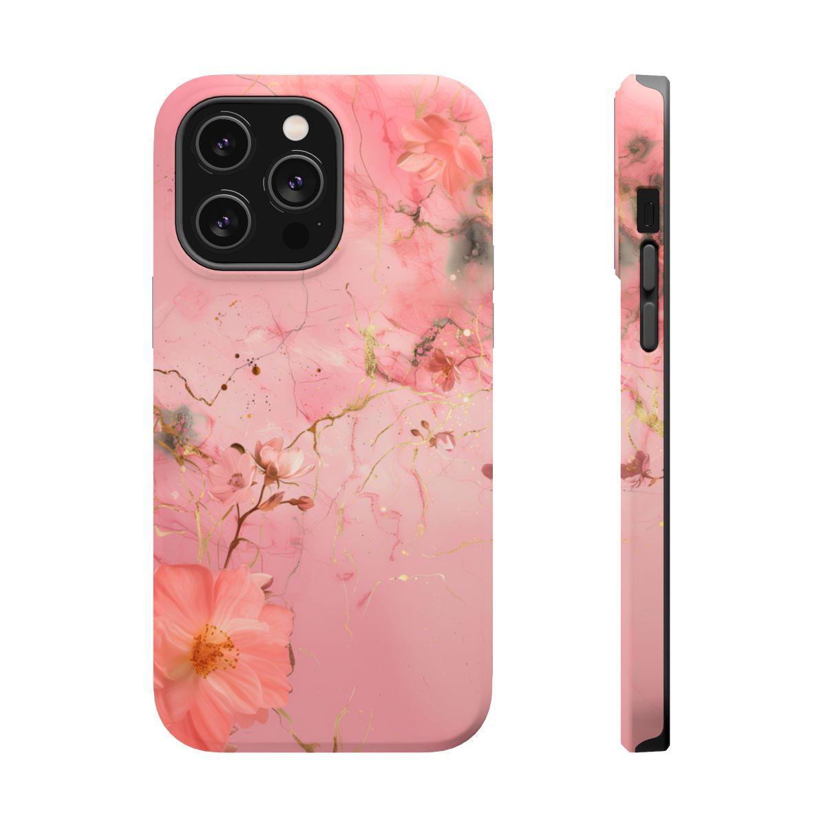 iPhone Case - Flower Pink Marble