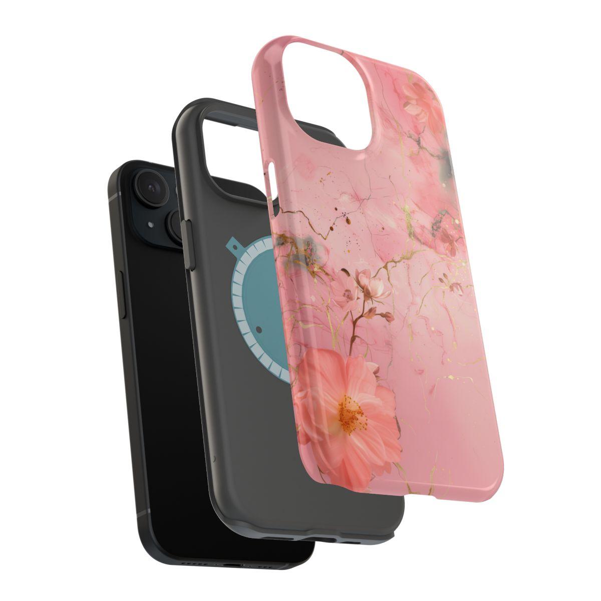 iPhone Case - Flower Pink Marble