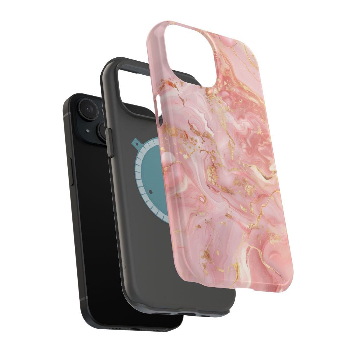 iPhone Case - Golden Vein Pink Marble