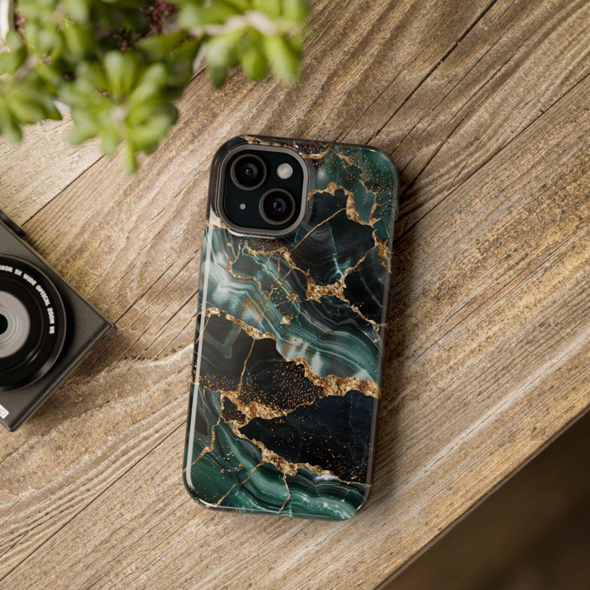 iPhone Case - Golden Vein Blue Marble