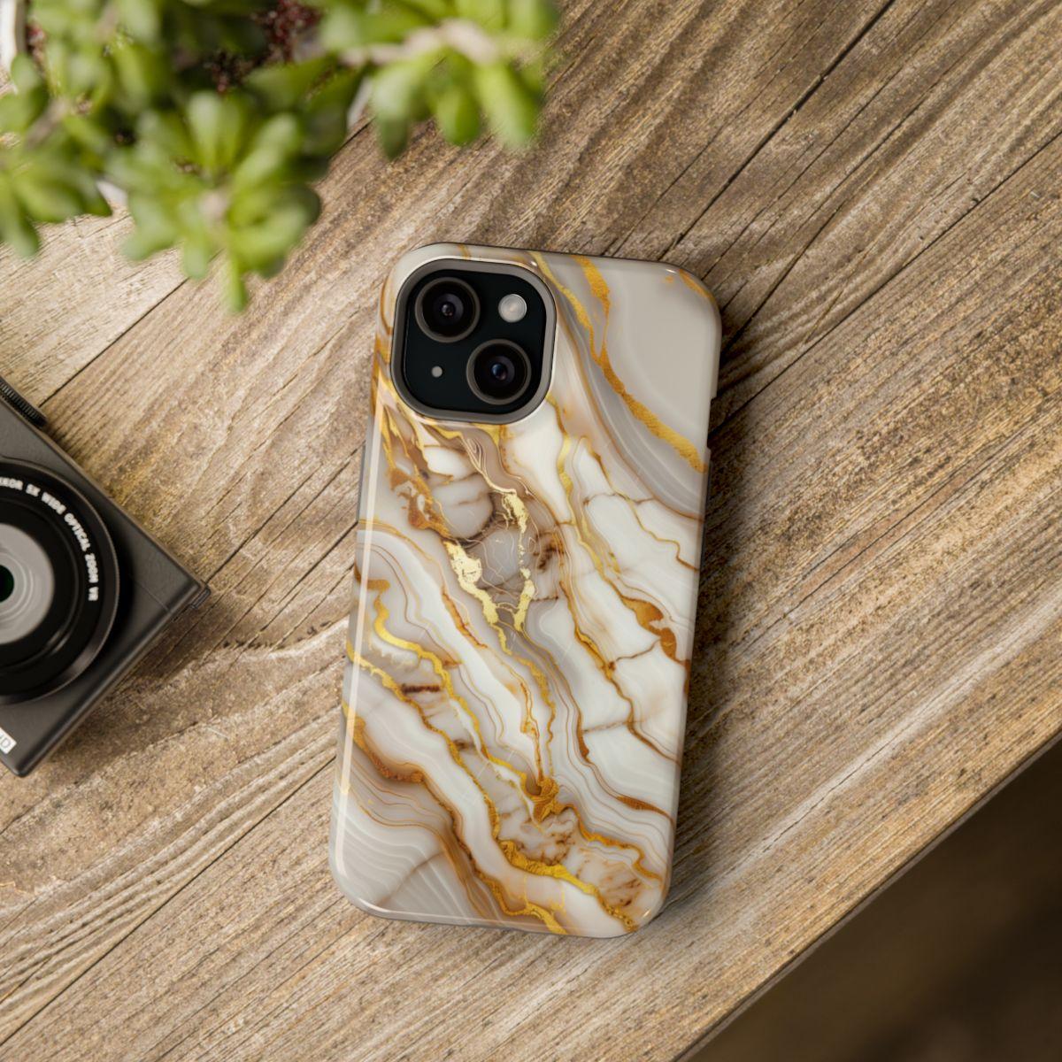 iPhone Case - Golden Vein White Marble