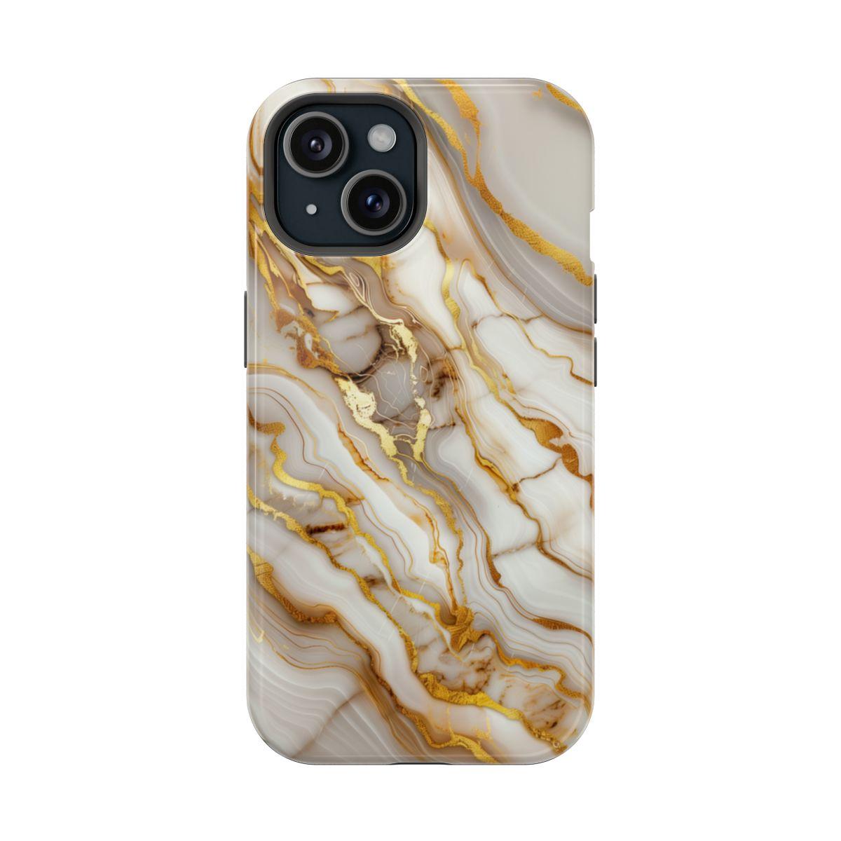 iPhone Case - Golden Vein White Marble