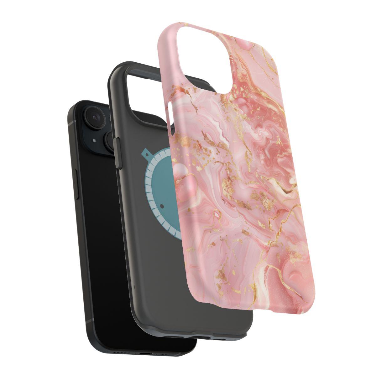 iPhone Case - Golden Vein Pink Marble