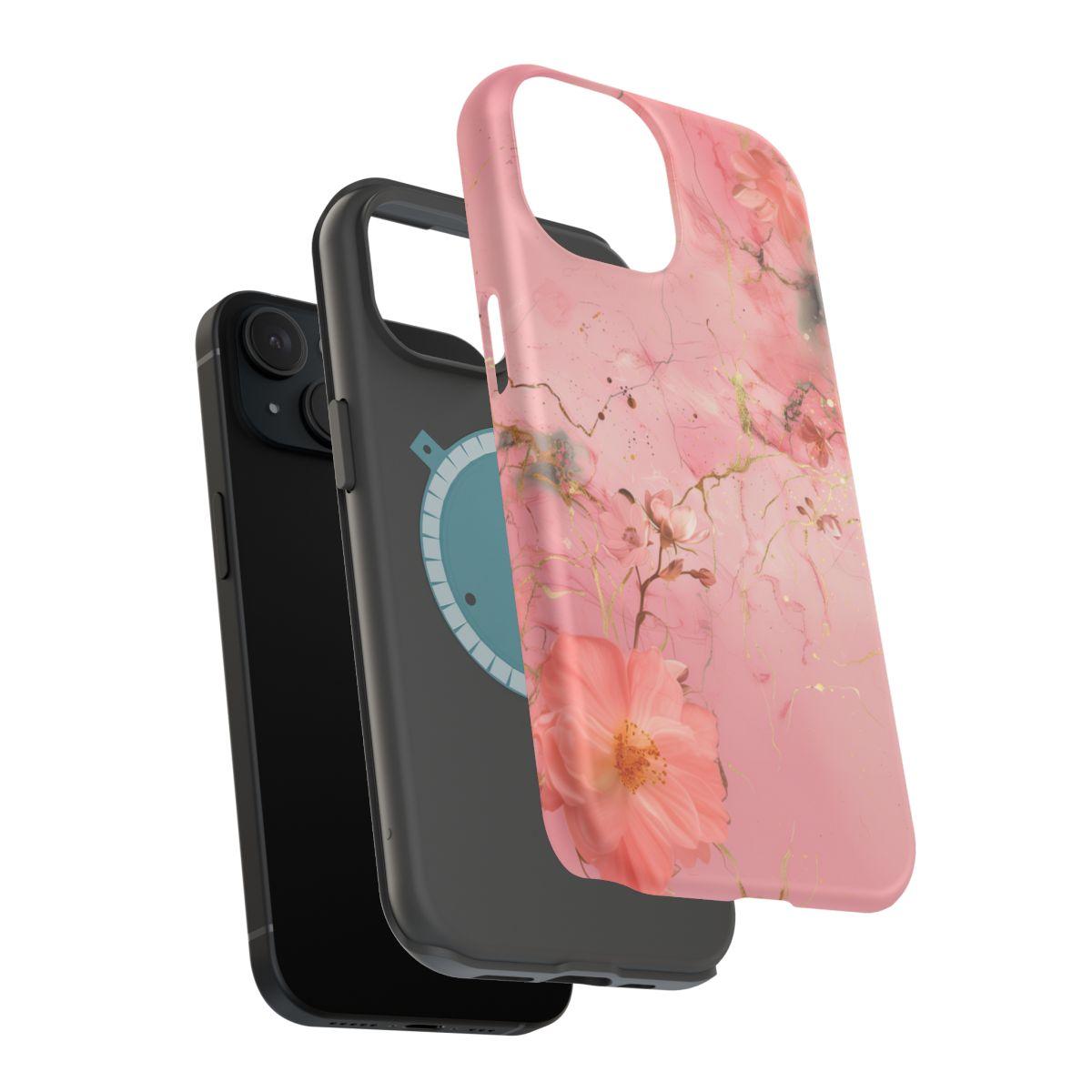 iPhone Case - Flower Pink Marble