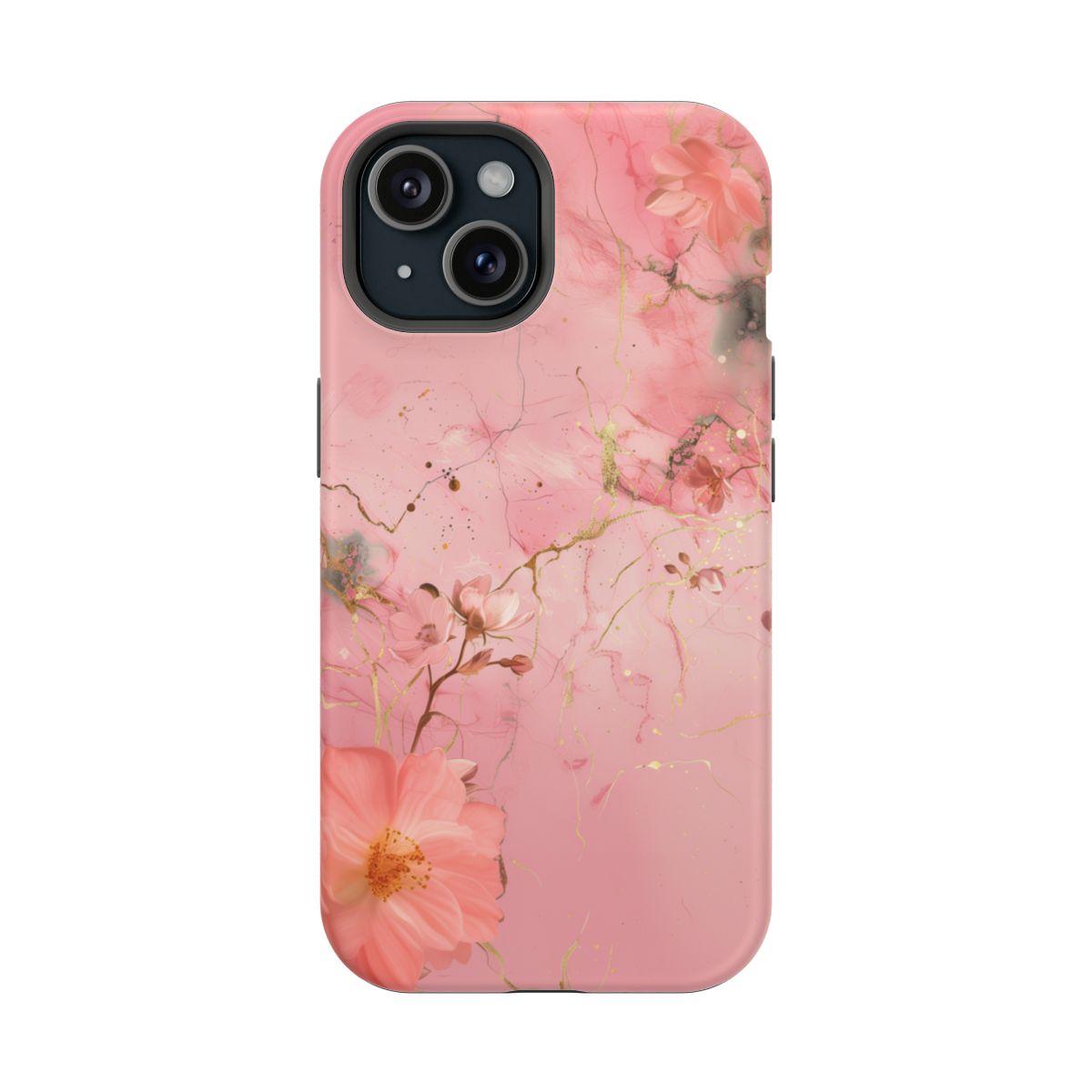 iPhone Case - Flower Pink Marble