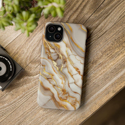 iPhone Case - Golden Vein White Marble