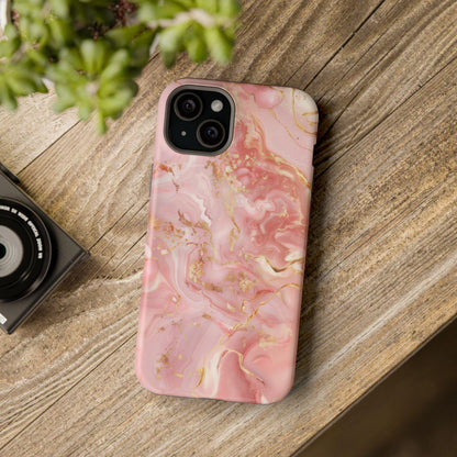 iPhone Case - Golden Vein Pink Marble