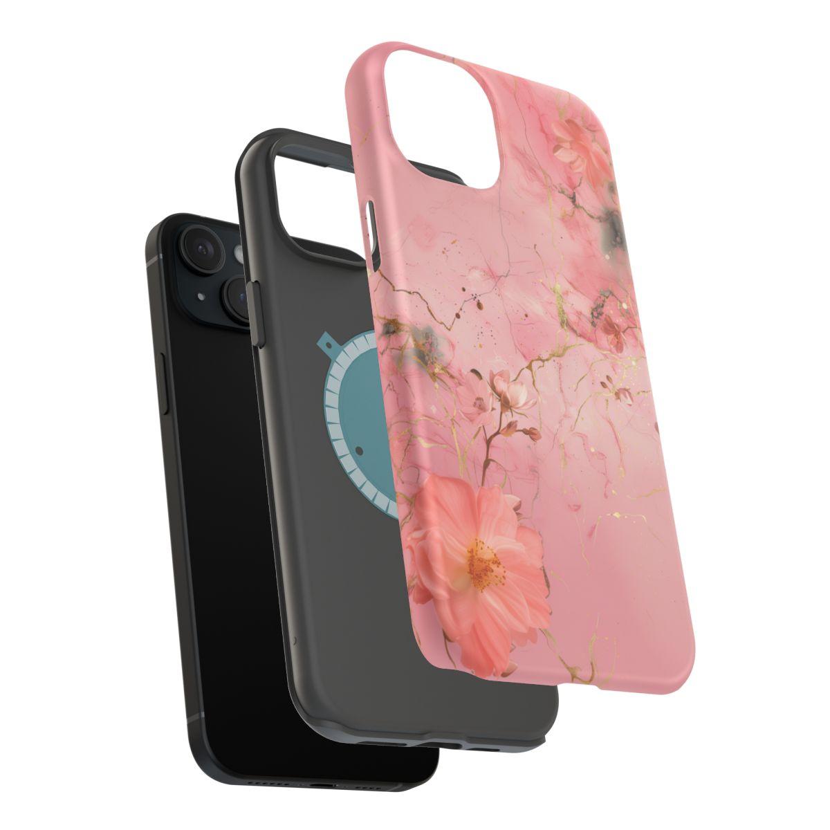 iPhone Case - Flower Pink Marble