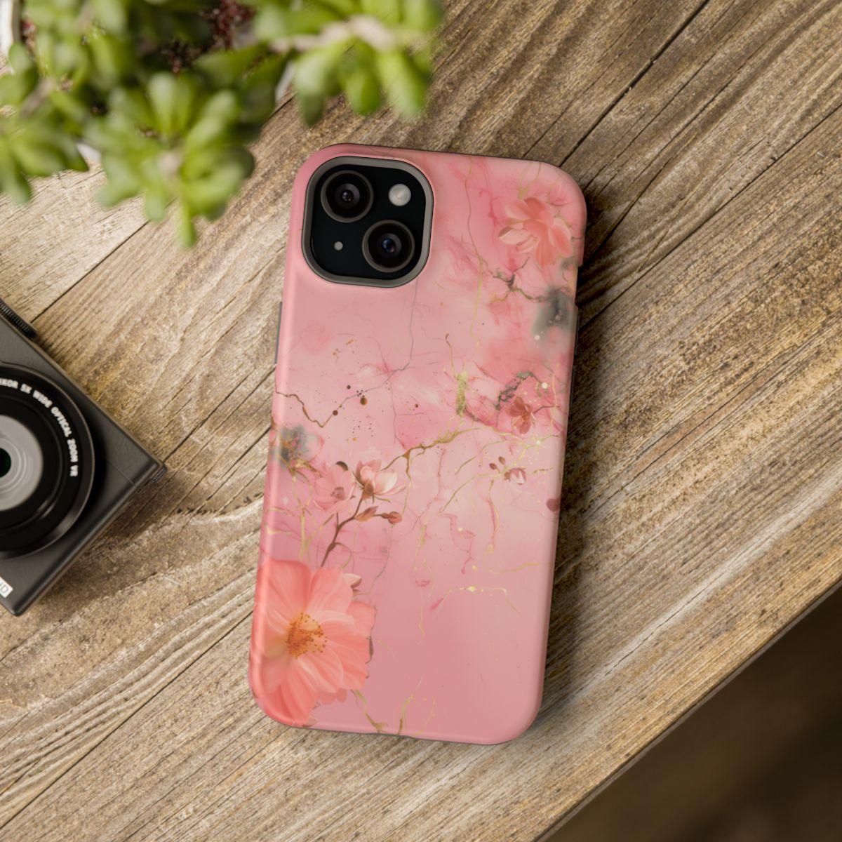 iPhone Case - Flower Pink Marble