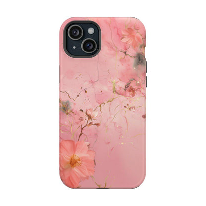 iPhone Case - Flower Pink Marble