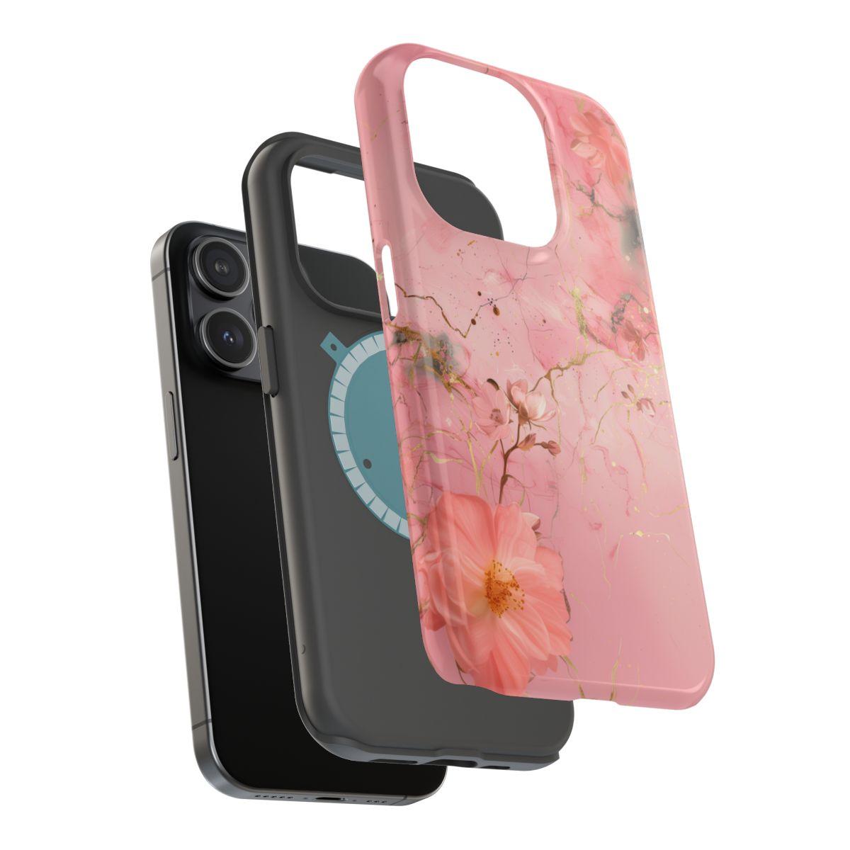 iPhone Case - Flower Pink Marble