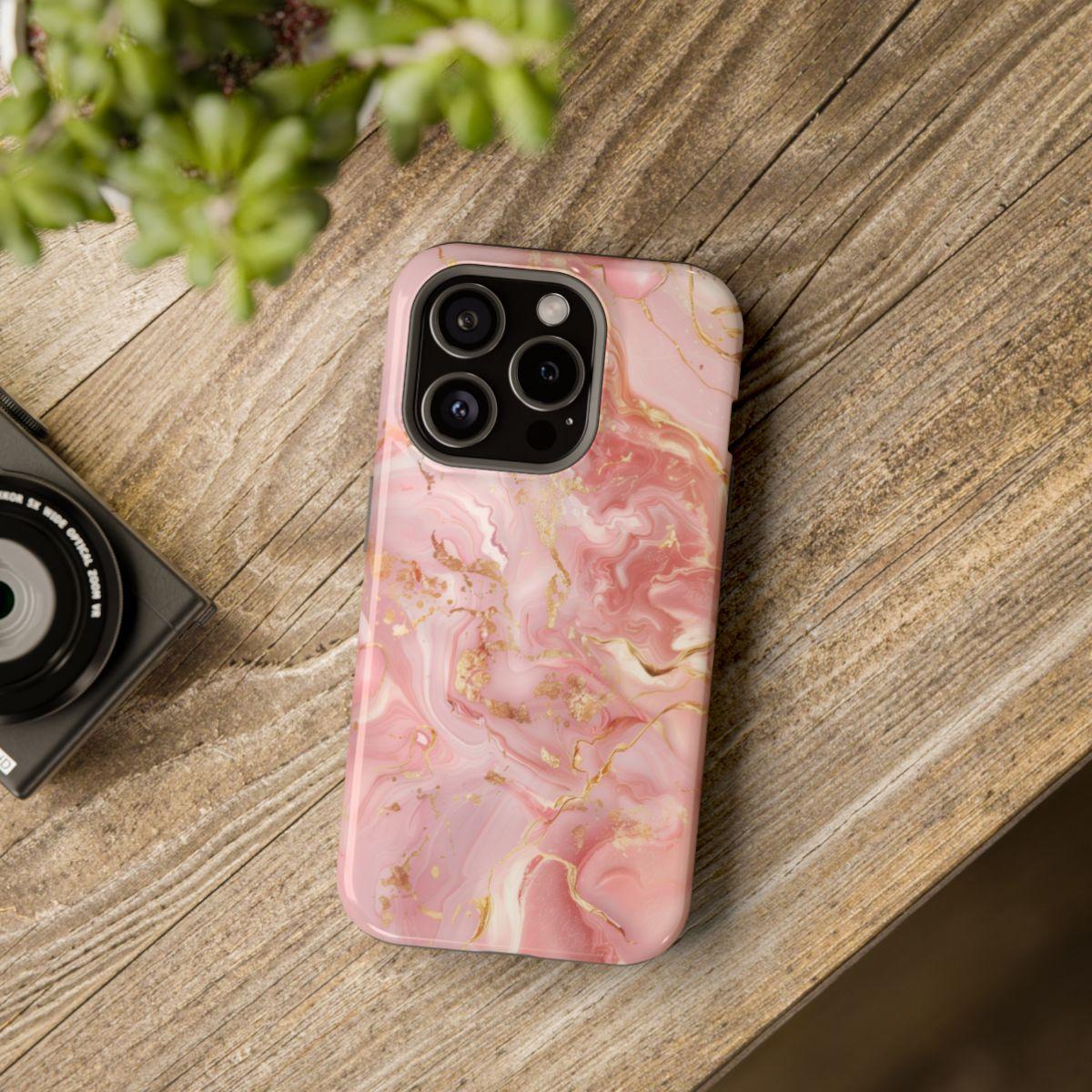 iPhone Case - Golden Vein Pink Marble