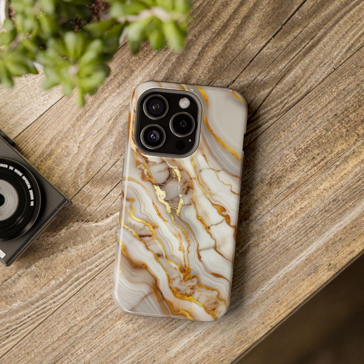 iPhone Case - Golden Vein White Marble