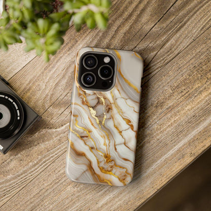 iPhone Case - Golden Vein White Marble