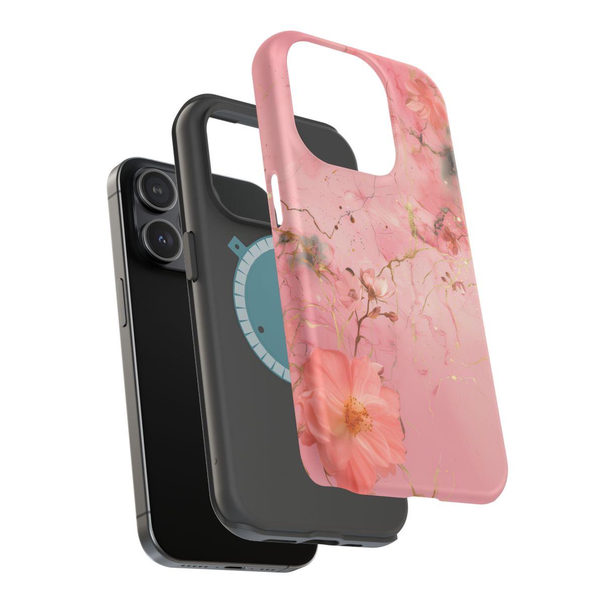 iPhone Case - Flower Pink Marble