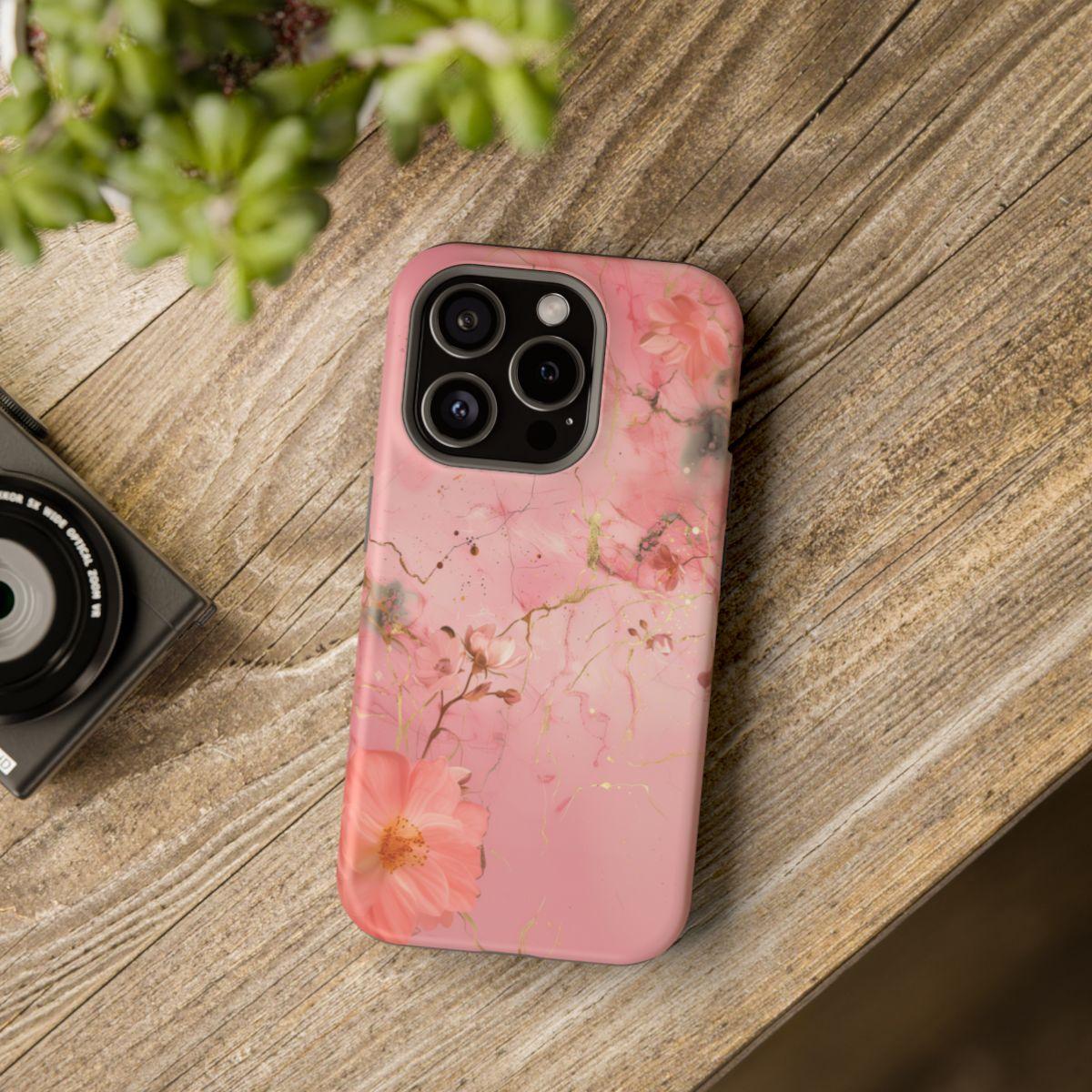 iPhone Case - Flower Pink Marble