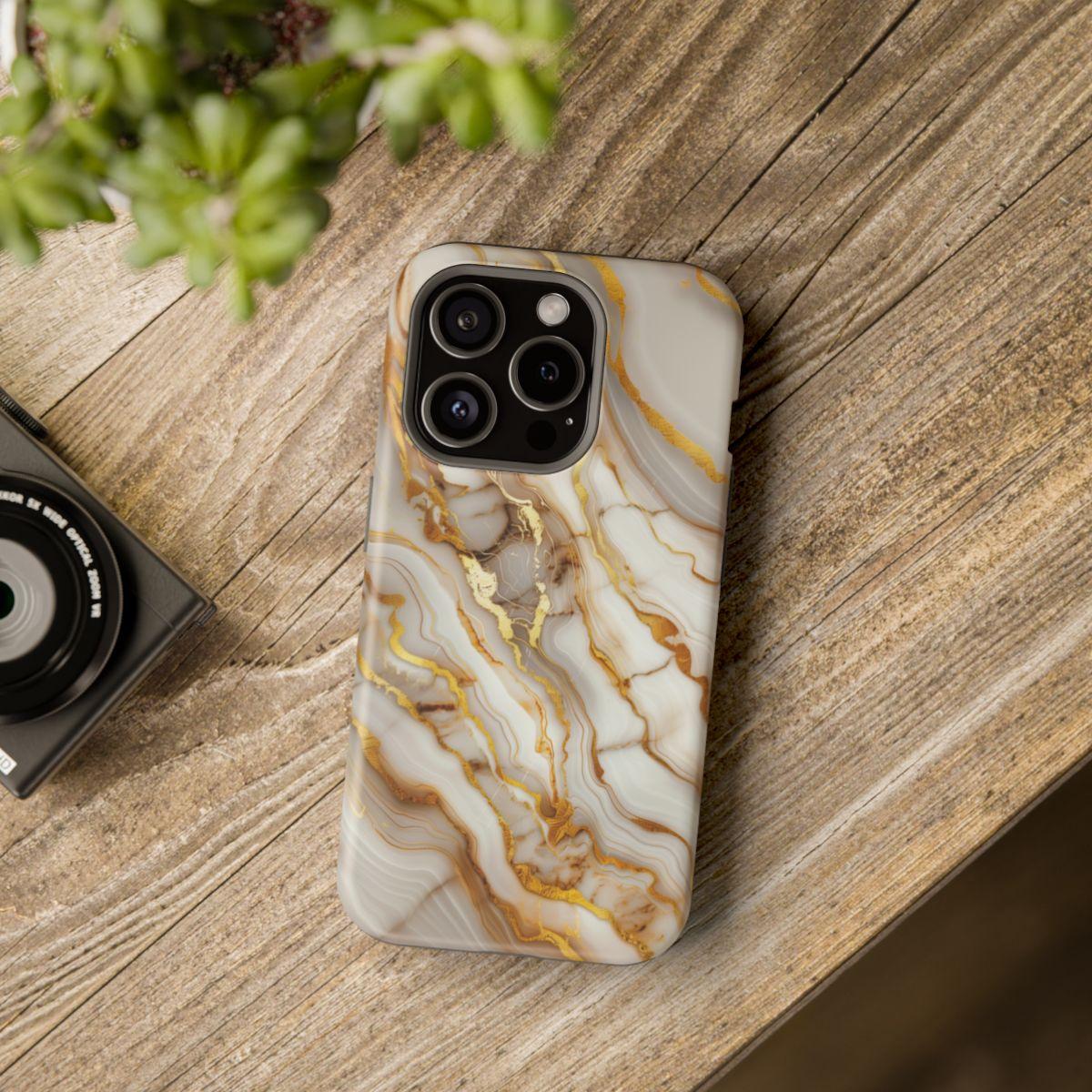 iPhone Case - Golden Vein White Marble