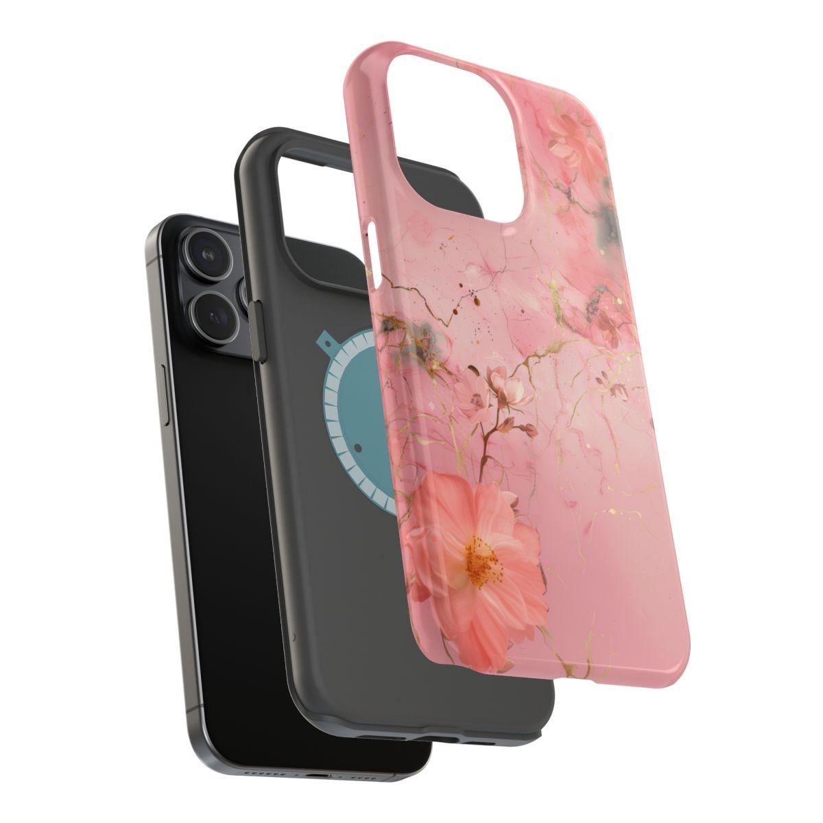 iPhone Case - Flower Pink Marble