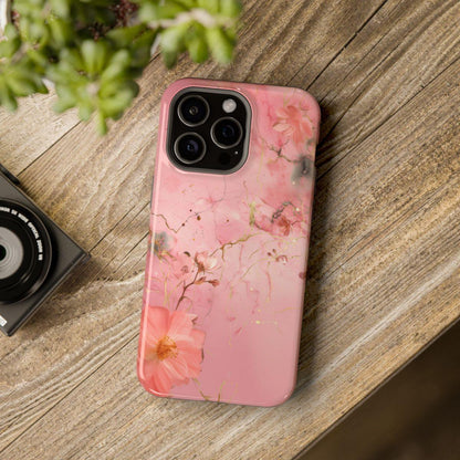 iPhone Case - Flower Pink Marble