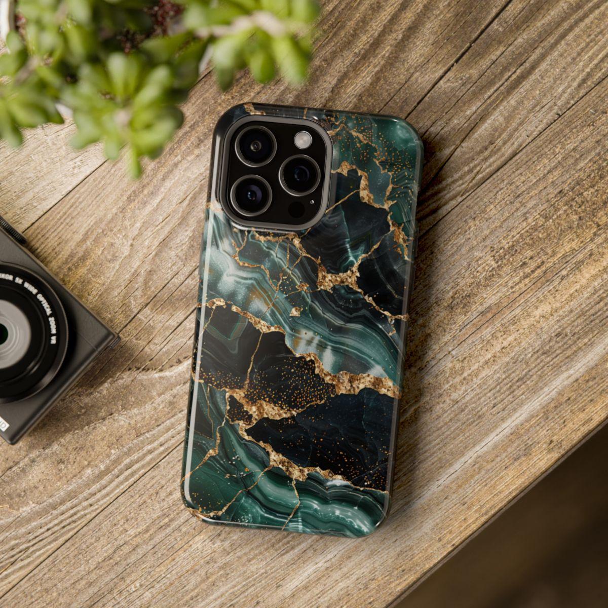 iPhone Case - Golden Vein Blue Marble