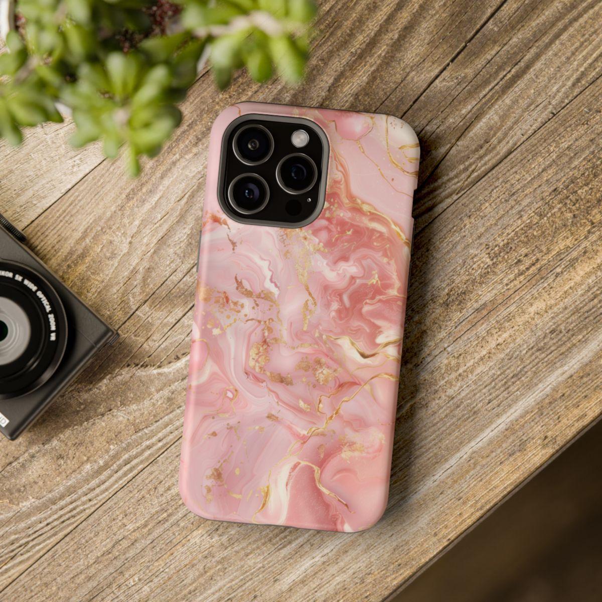 iPhone Case - Golden Vein Pink Marble