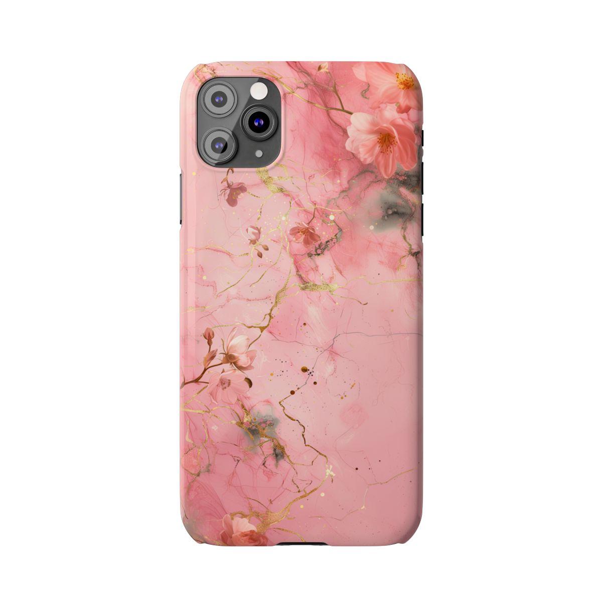 iPhone Case - Flower Pink Marble