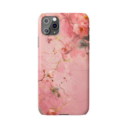 iPhone Case - Flower Pink Marble