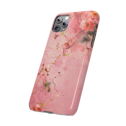 iPhone Case - Flower Pink Marble