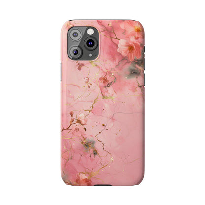 iPhone Case - Flower Pink Marble