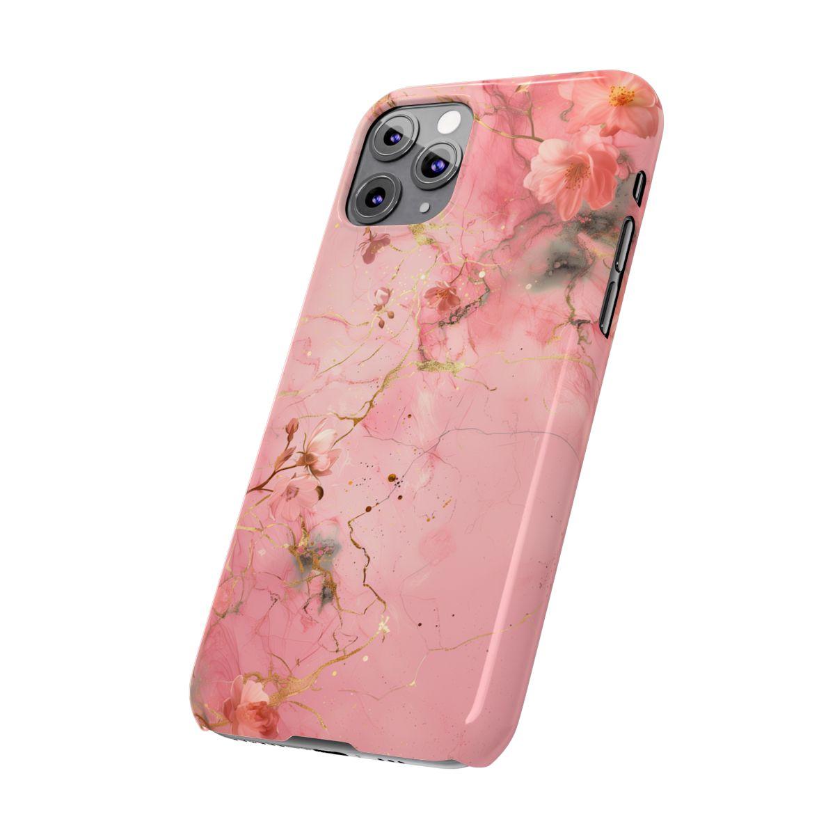 iPhone Case - Flower Pink Marble